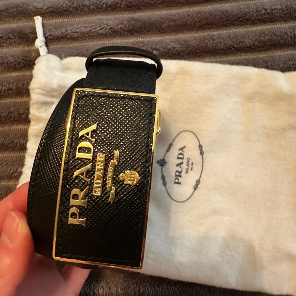 Prada Square Logo Plate Saffiano Leather Belt size 70 - Picture 3 of 9